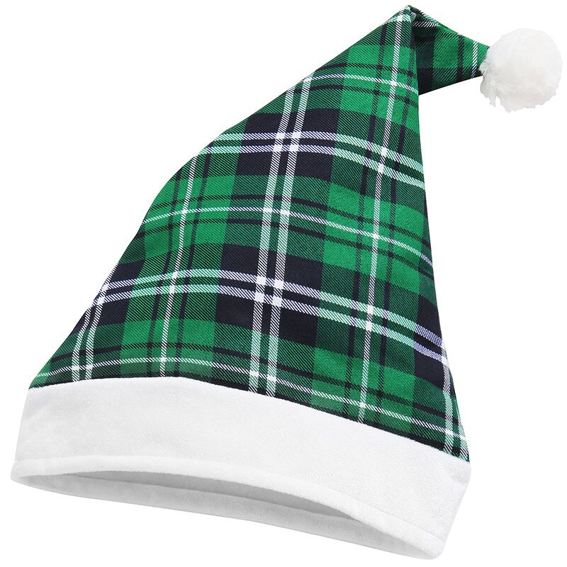 Tartan fabric Santa Hat, available plain or personalsied with printing!