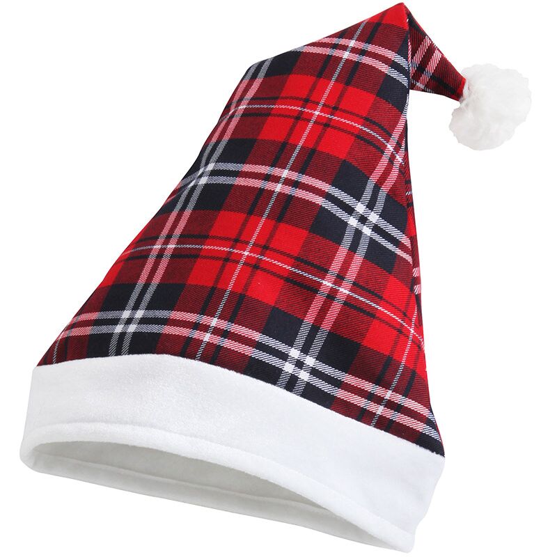 Tartan fabric Santa Hat, available plain or personalsied with printing!