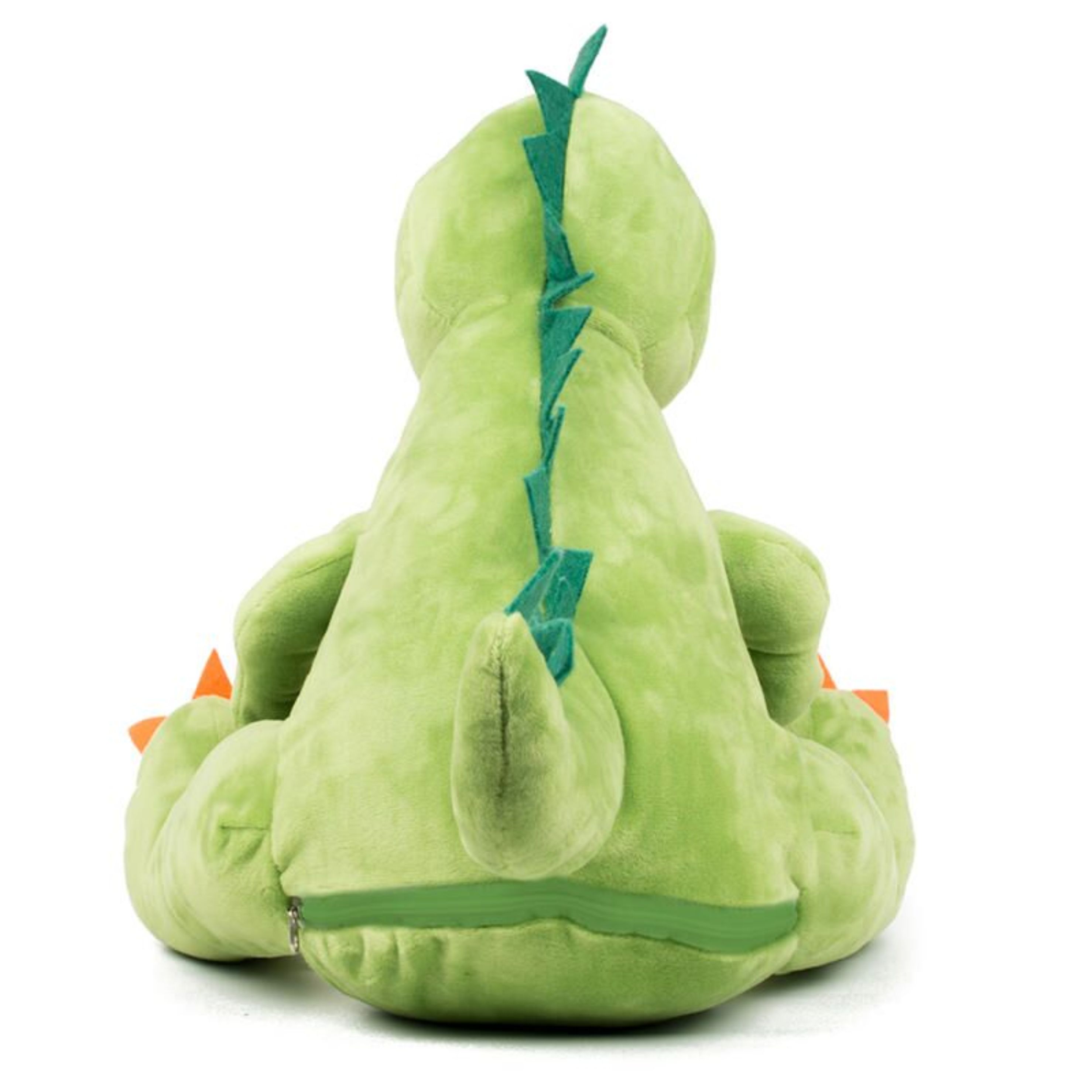 Green coloured Dinosaur. Contrast Felt decoration. Sewn eyes. Light green panel on chest and feet.Complies with EN71 European Toy Safety regulations. Remove all hang tags and their fasteners before giving these items to a child. Suitable for all ages.