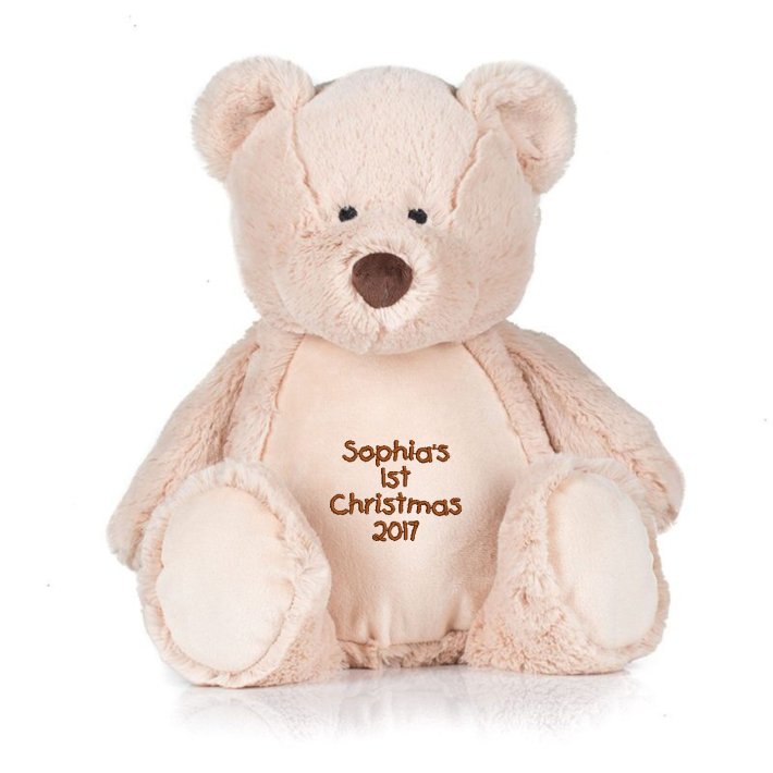 Mid Brown coloured soft plush teddy. Contrast Brown nose. Sewn eyes. Light Brown coloured panel on chest and feet. Removable inner stuffing. Complies with EN71 European Toy Safety regulations. Remove all hang tags and their fasteners before giving these items to a child. Suitable for all ages.