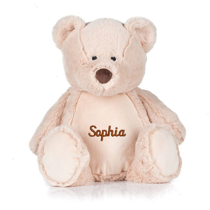 Mid Brown coloured soft plush teddy. Contrast Brown nose. Sewn eyes. Light Brown coloured panel on chest and feet. Removable inner stuffing. Complies with EN71 European Toy Safety regulations. Remove all hang tags and their fasteners before giving these items to a child. Suitable for all ages.